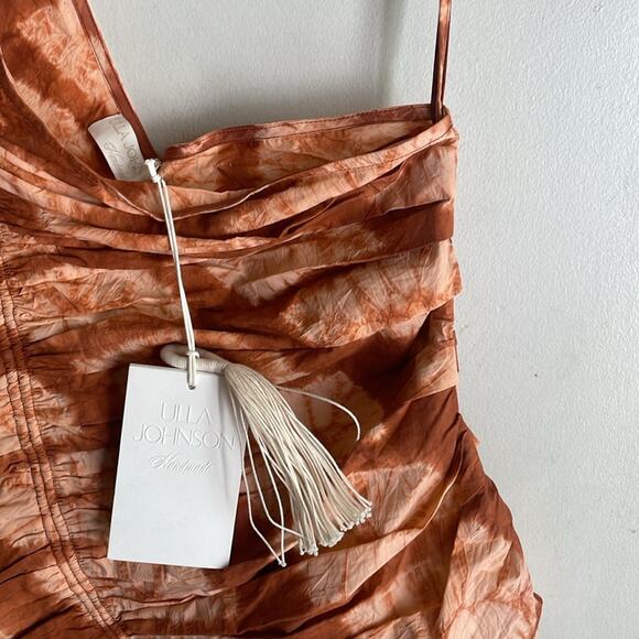 ULLA JOHNSON Senta One-Shoulder Tie Dye Stripe Cotton Top Sequoia - Picture 6 of 16